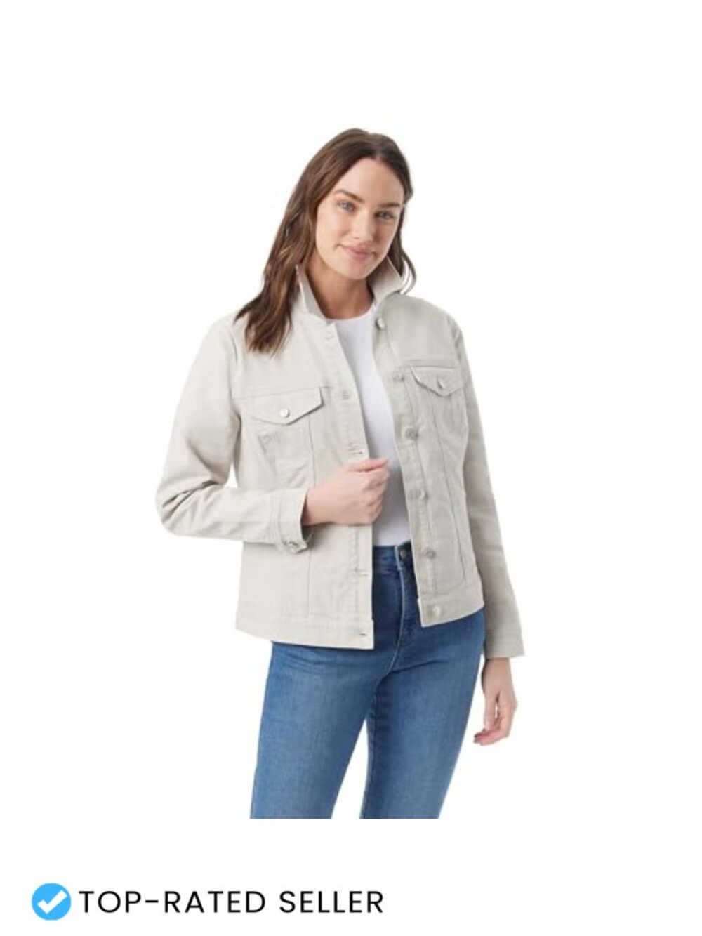 Women's 98% Cotton 2% Spandex Regular Fit Denim Jean Jacket Button Front
